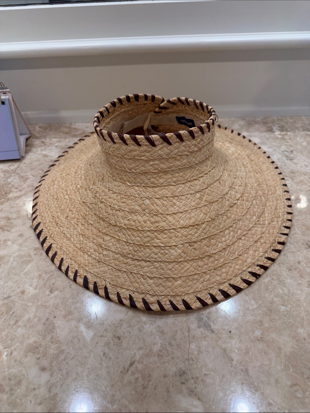 Hat Attack Natural Straw Visor with Dark Trim